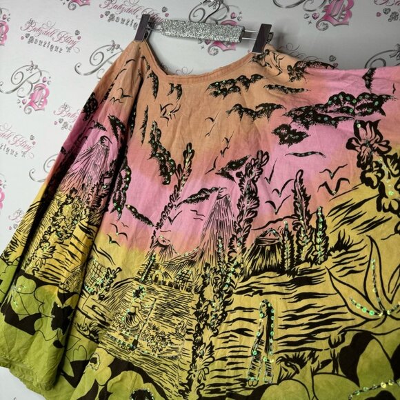 RDI Hawaii skirt sequin ombré pink orange yellow green sparkly shimmer volcano - Picture 3 of 15